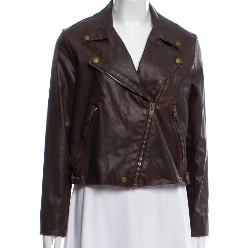 Current/Elliot Brown Leather Biker Jacket